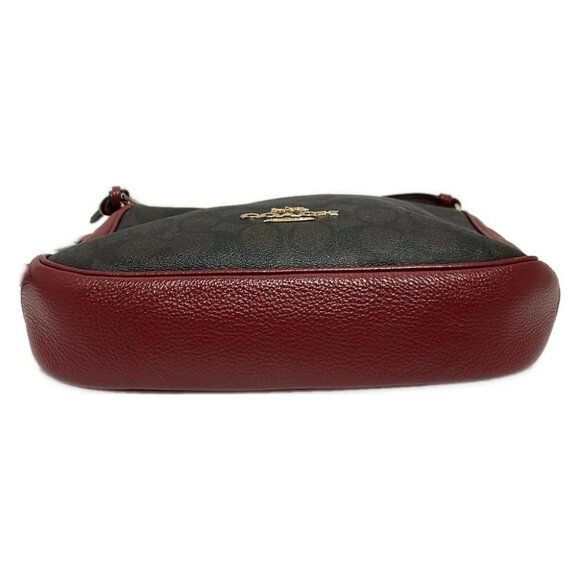 Auth COACH Signature C1649 Dark Brown Black Bordeaux PVC Leather - Shoulder Bag - Picture 4 of 8